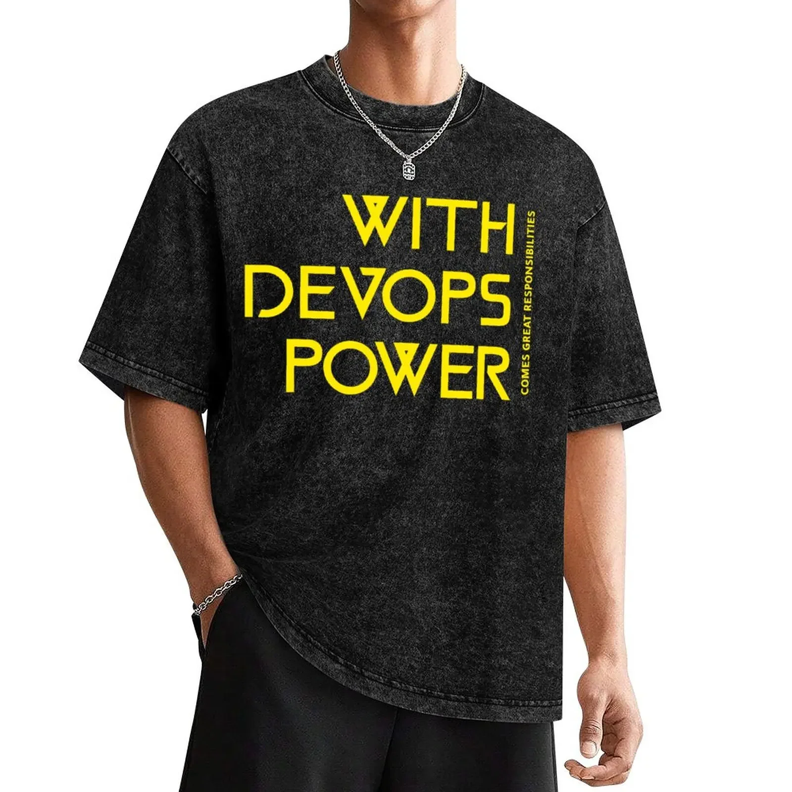 

With devops power comes great responsibility T-Shirt Short sleeve tee summer tops korean fashion funny t shirts for men