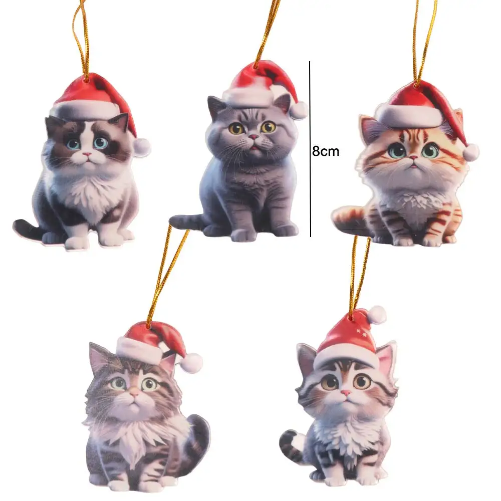 حقيبة الظهر الاكريليك شجرة عيد الميلاد قلادة 2D شقة الكرتون القط عيد الميلاد شنقا لطيف كيتي شجرة عيد الميلاد الحلي حديقة
