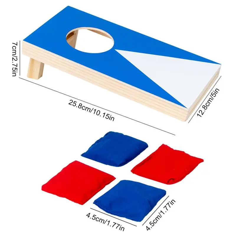 Jogo de sandbag para meninos e meninas, tamanho portátil, Cornhole Game Set, mesa de madeira, jogo de mesa interativo pai-filho, pequeno