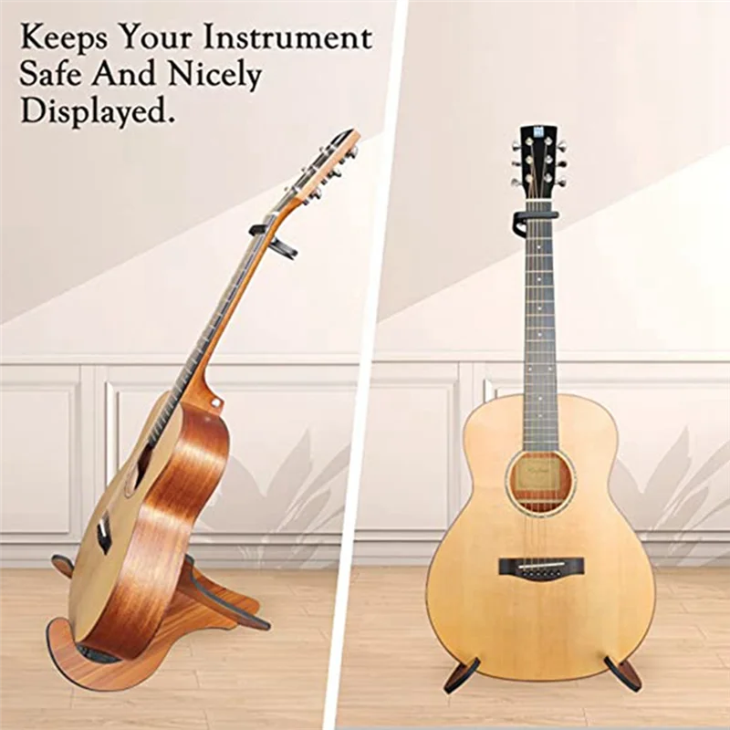 L71AWooden Stand X Frame Style Portable String Instrument Stand with Soft Rubber Cover for Acoustic Classical Bass Guitar