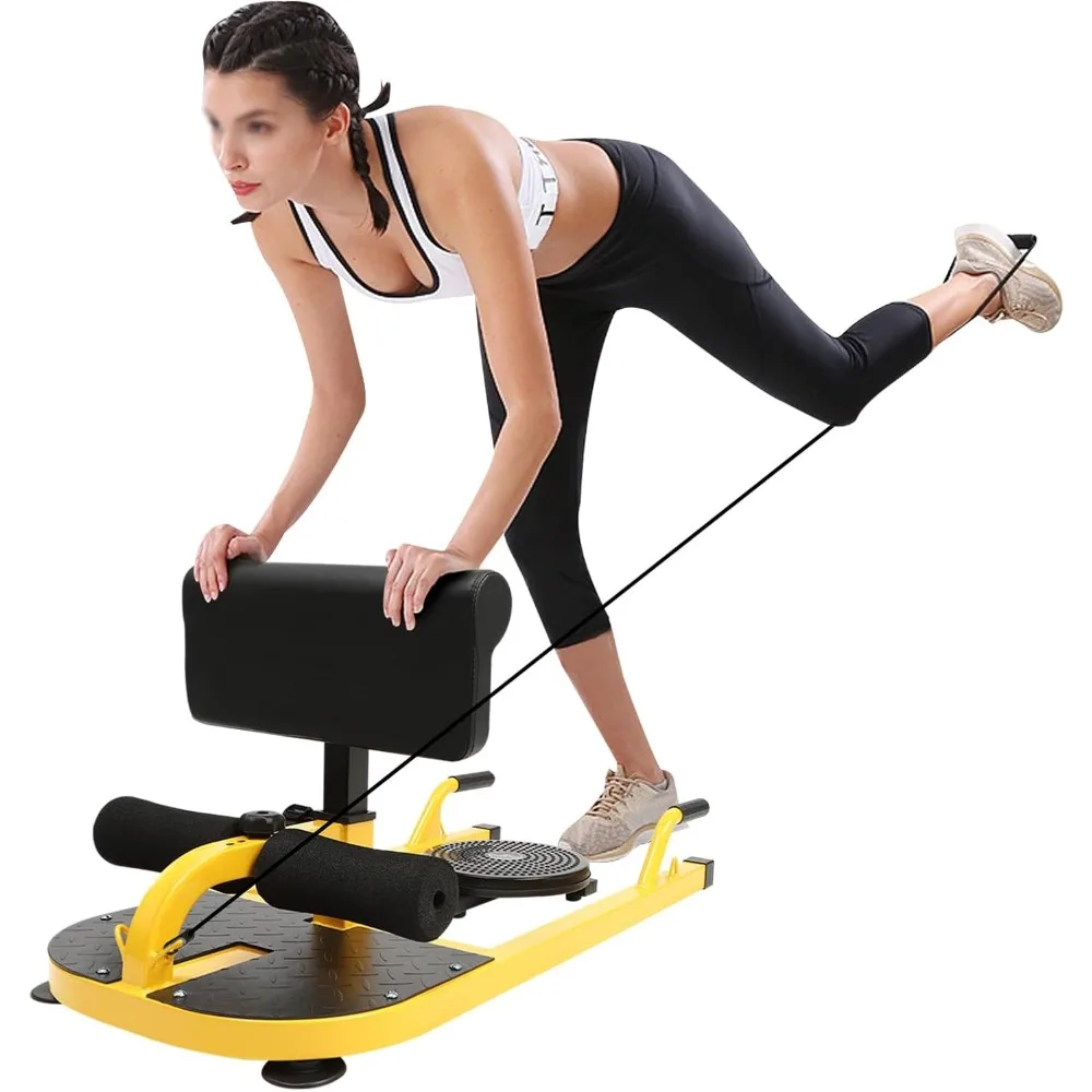 Multi-Function Deep Sissy Squat Machine Yellow and Black Home Gym Hip Thrust Machine Home Workout Equipment