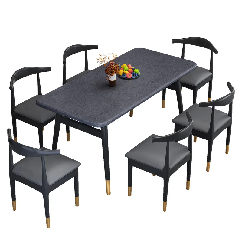 

Dining table household small apartment modern simple light luxury dining and chair dining table imitation rock slab rectangular