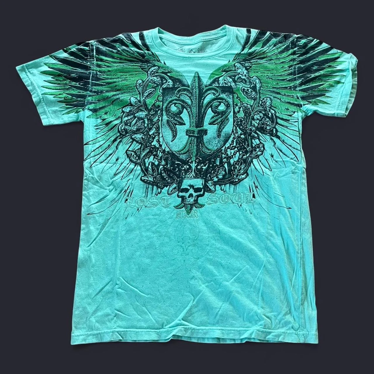 

Xzavier Vintage Men T-Shirt Gothic Skull Wing Print Retro Streetwear Hip Hop Casual Tee Top Unique Design Fashion
