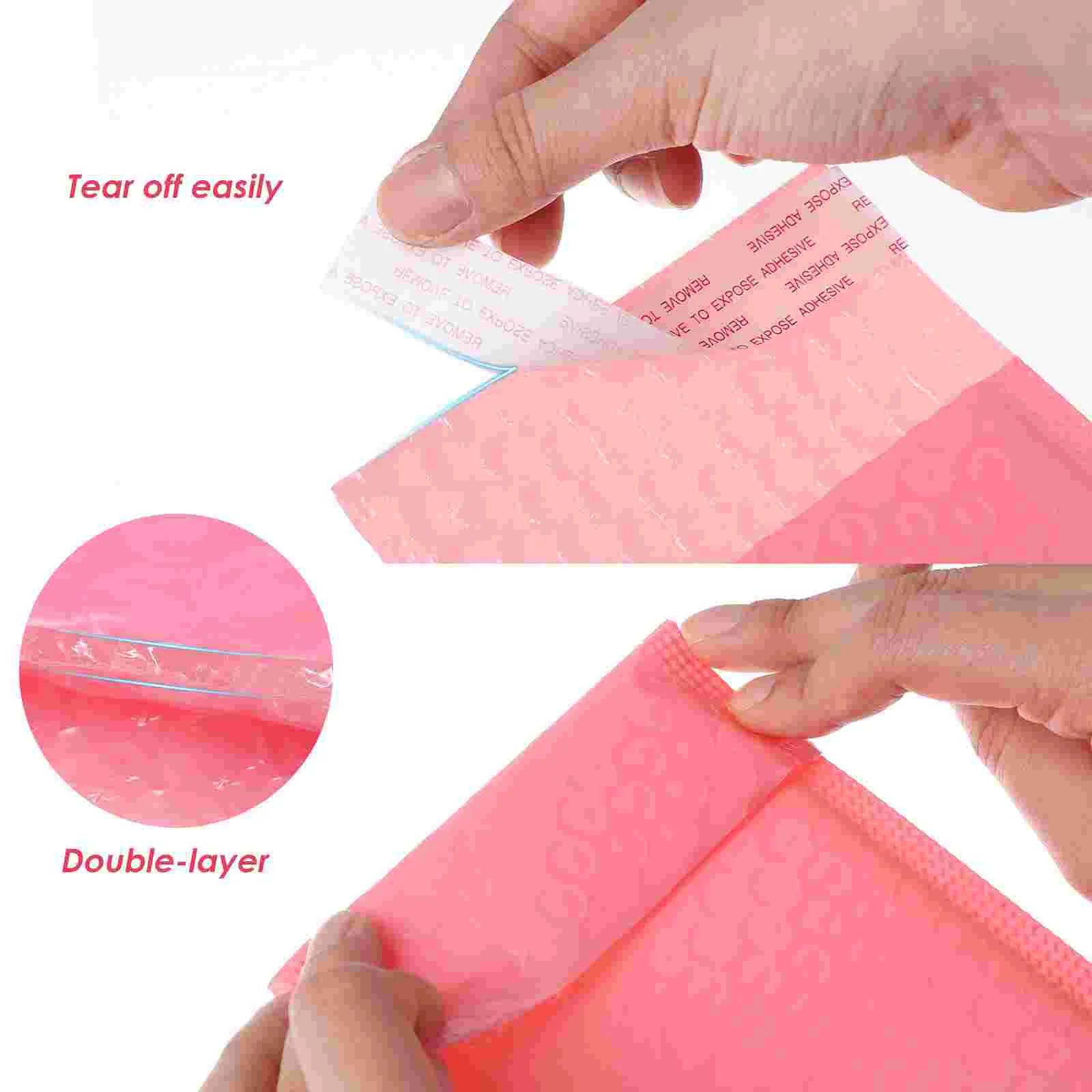 NUOBESTY 50pcs Shockproof Padded Bubble Envelopes Bubble Mailers Waterproof Bubble Packing Envelope (Pink, 15x11cm)