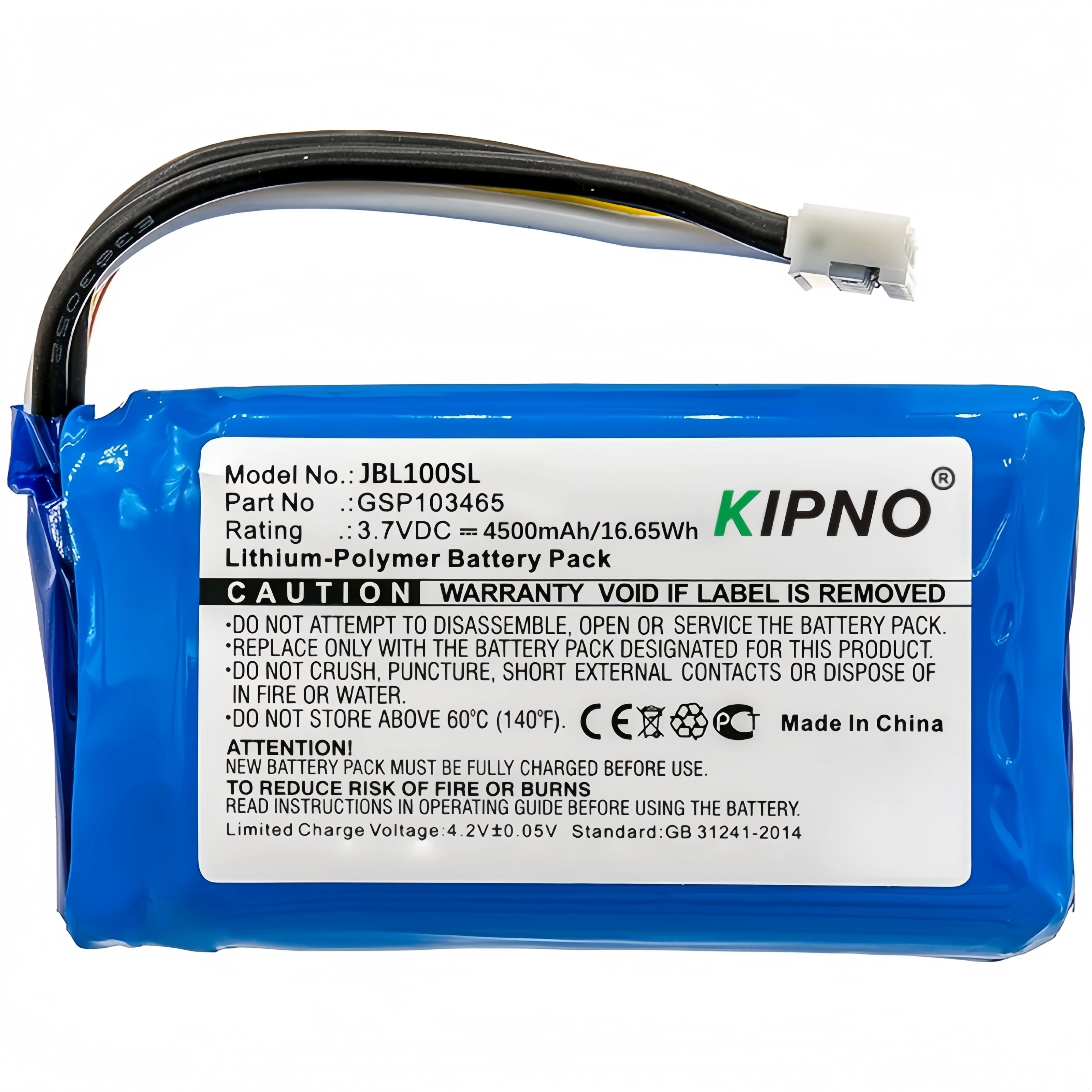 

KIPNO Speaker Battery For JBL:GSP103465,Link 10--4500mAh / 16.65Wh--Li-Polymer--3.70V