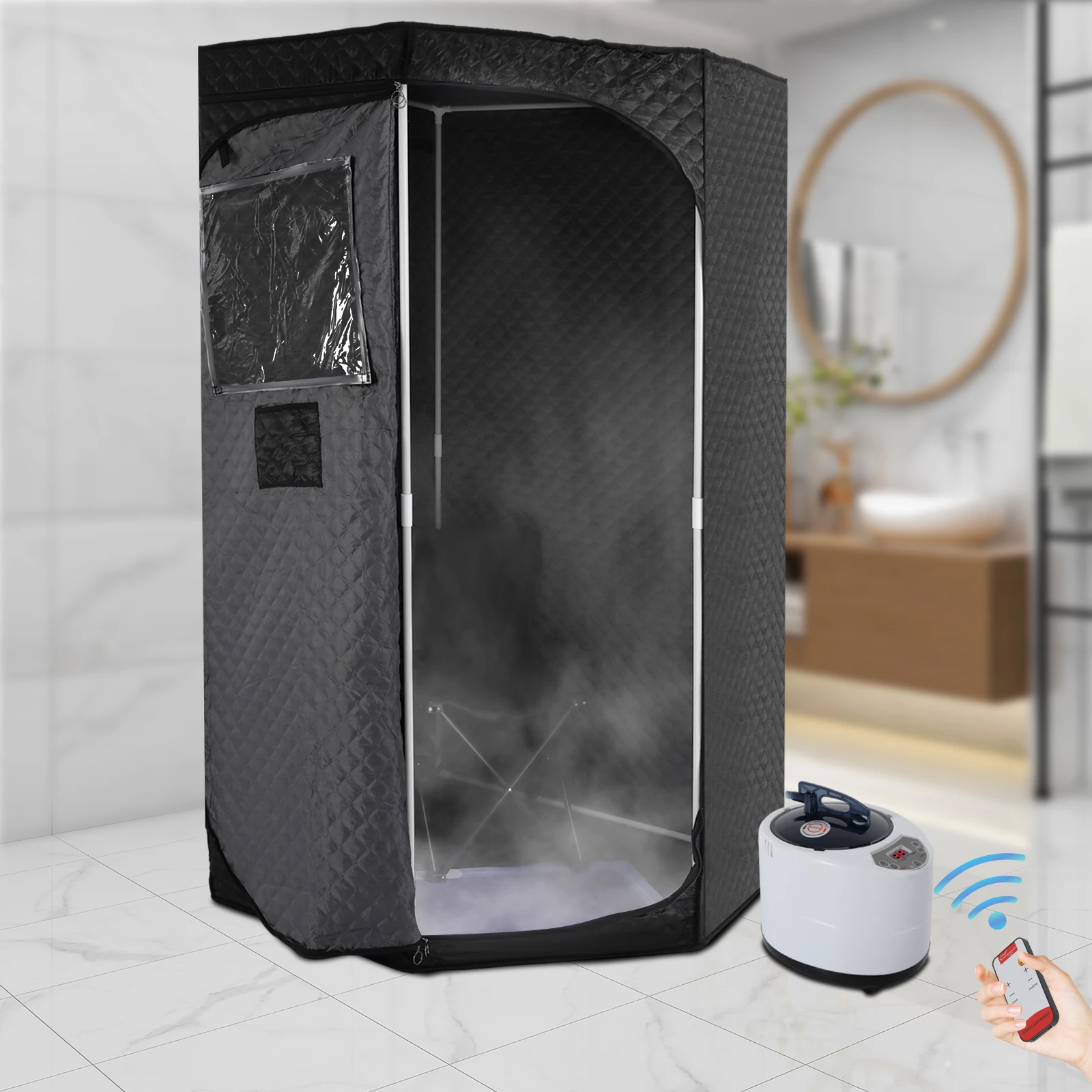 

Portable Steam Sauna Tent with 1500W Steamer & Foldable Chair Home Spa for Detox Relaxation and Weight Loss