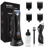 Sejoy Electric Groin Body Hair Trimmer for Men Replaceable Waterproof LED Display Ceramic Blade Waterproof Wet Dry Clippers