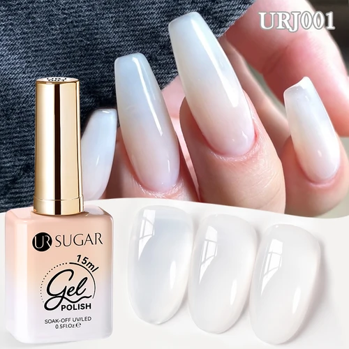Imagen 2 del producto UR SUGAR 15ml cristal gelatina lechosa blanco Gel desnudo esmalte de uñas transparente semipermanente UV Gel Nail Art Soak Off Gel barniz