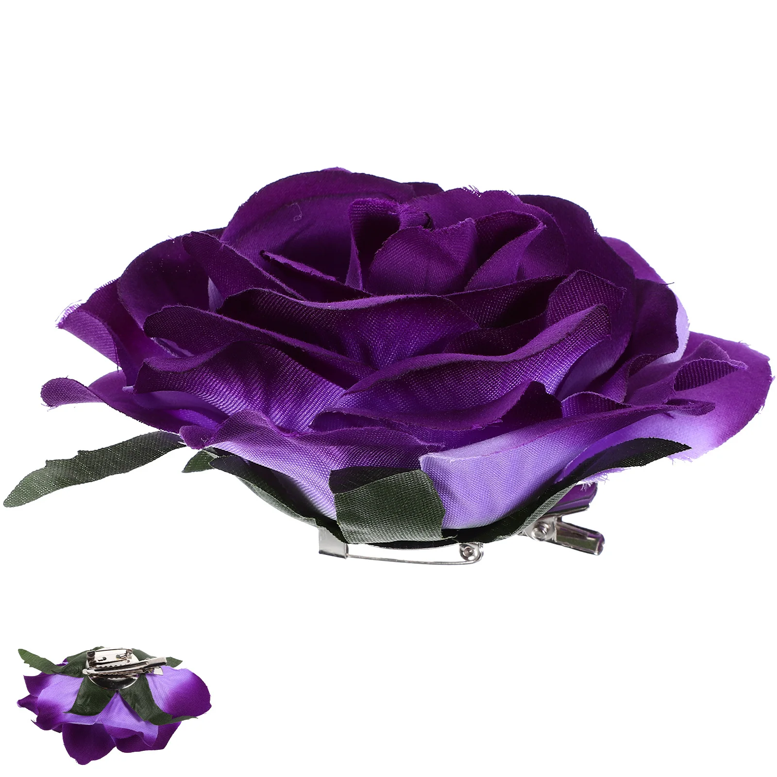 2 في 1 دبوس شعر صناعي كبير على شكل زهرة الورد مقاطع شعر أزرق سماوي أنيق دبوس بروش للنساء حفلة موسيقية الزفاف الصيف نزهة