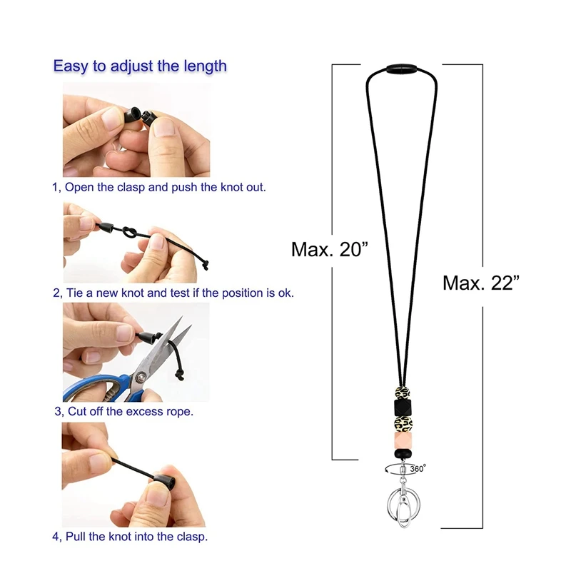 Teacher Lanyards For ID Badges For Teens Silicone Beaded Lanyards For Keys For Women Nurse Office Worker-AC47