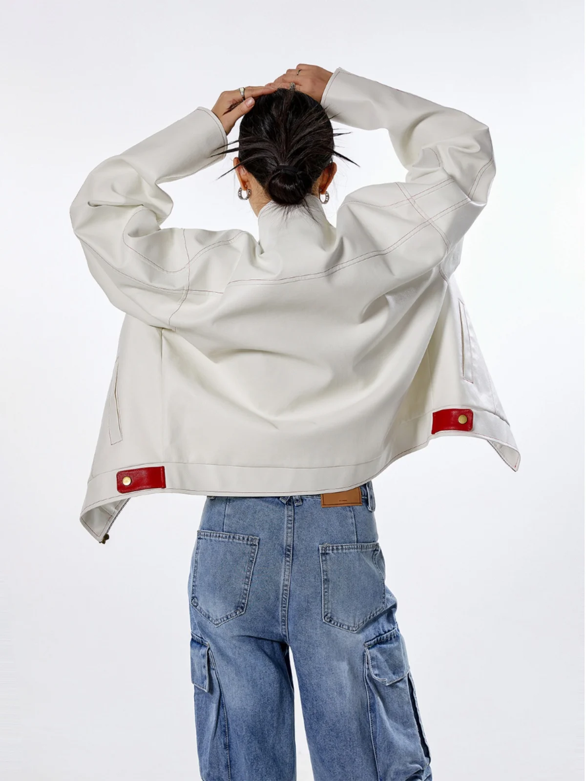 Retro americano sle ort couro pu jaet motocicleta blusão spor casual high street outerwear para meninas da moda