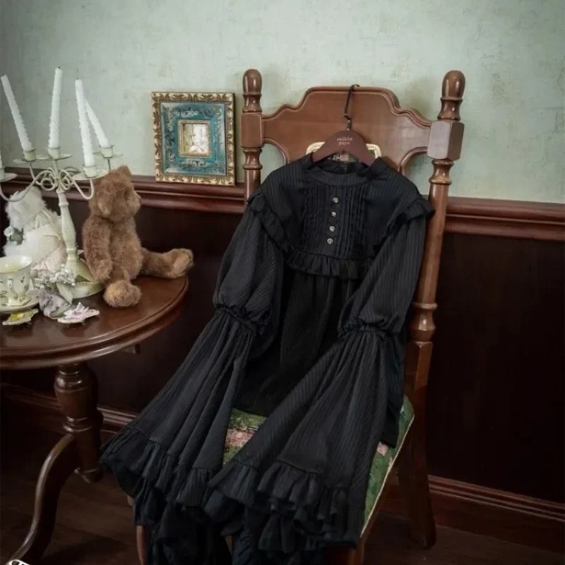 Harajuku Lolita Jsk camisas de manga larga para mujer + Y2k E-Girl faldas con volantes fruncidos de cintura alta novedad de verano 2024 conjuntos de dos piezas