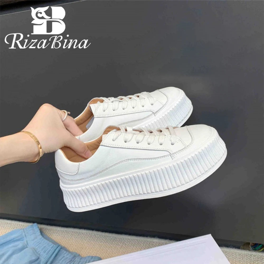 

RIZABINA Women Platform Sneakers Cross Strap Vulcanize Shoes Breathable Sport Walking Running Platform Casual Shoes Size 36-40