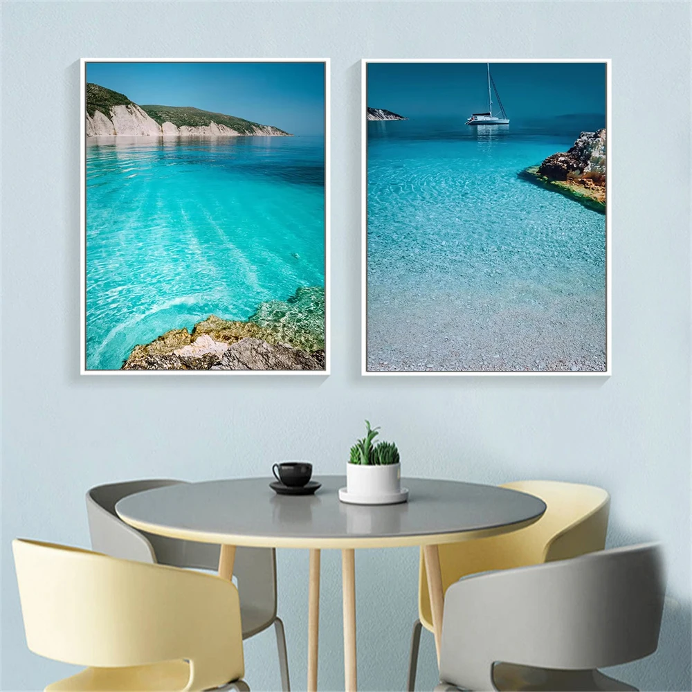 Sea Beach Sunset Landscape Wall Art Nature Ocean Seaside Scenery Canvas Poster Print Home Living Room Bedroom Wall Decoration