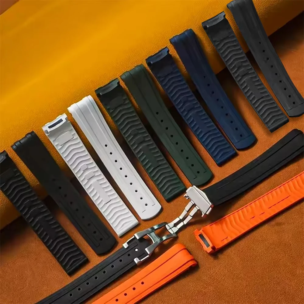 Watchband For 20mm Omega Seamaster 300 FKM Rubber Strap FDA-Approved Fluoroelastomer Multi-Color Options New Original Design