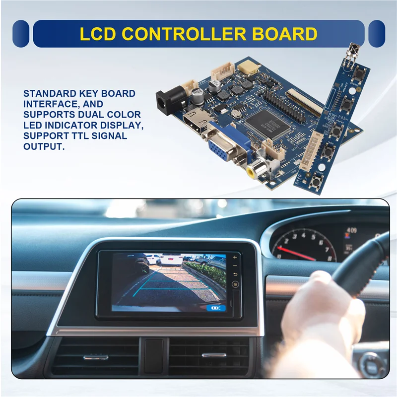 

7 Inch 1024 X 600 LCD Screen Display Driver Board W/Driver Board Monitor For Raspberry Pi Support AV Reversing Prioritym13k