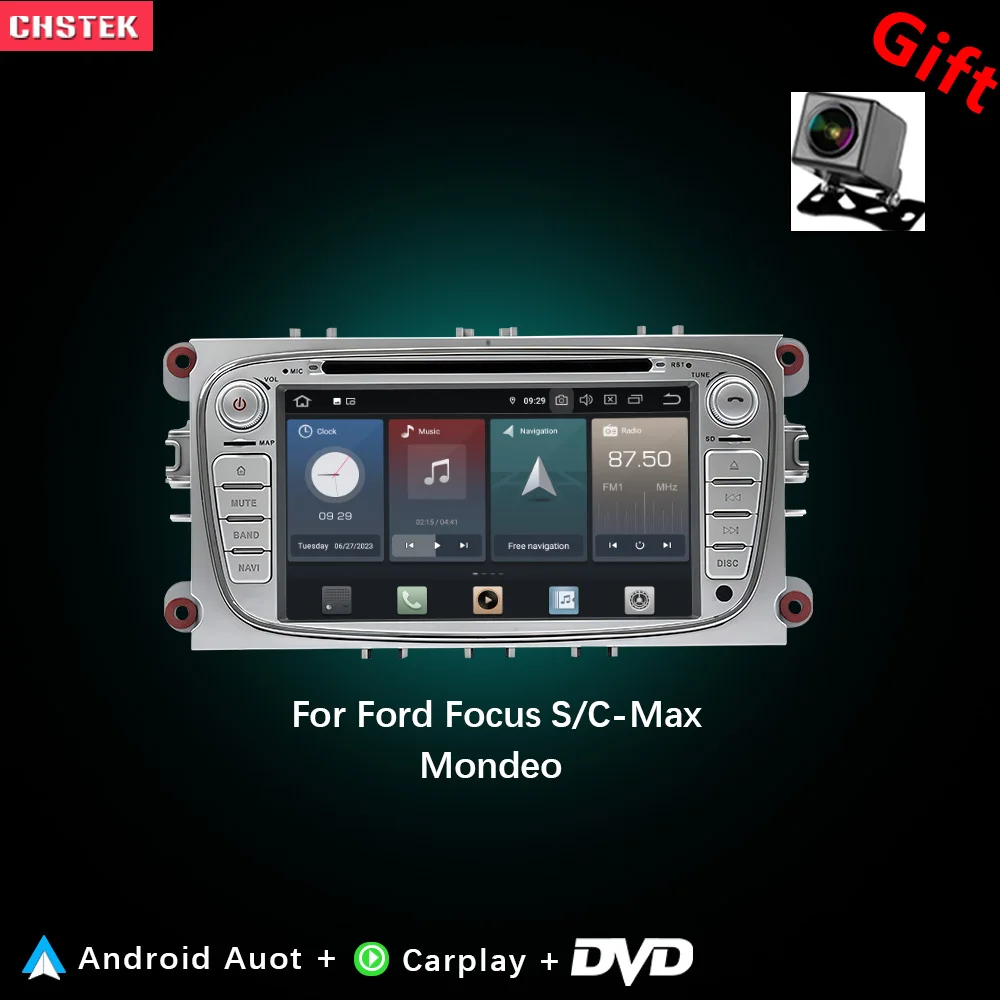 

CHSTEK Car Radio DVD Carplay For Ford Mondeo Focus S-Max C-Max Galaxy 2007-2011 Multimedia Stereo Bluetooth GPS WIFI Android 14