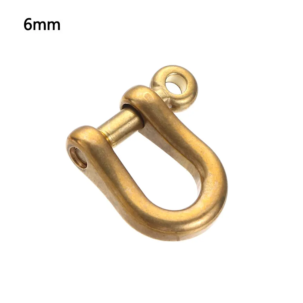 4 Sizes Shackle Fob Screw Joint Connector Solid Brass Carabiner Key Ring D Bow Staples Keychain Hook