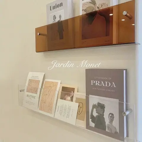 2pcs Acrylic Wall Decoration Magazine Storage Rack Children's Picture Book CD Newspapers Records Wall Mounted Shef