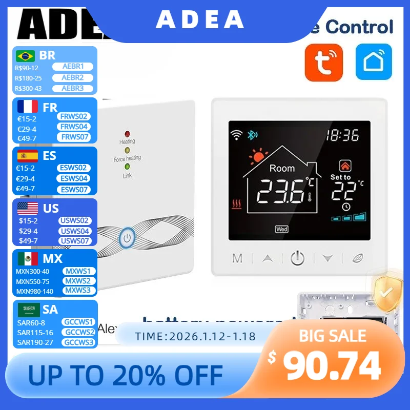 Rf433 Wireless Thermostat For Gas Boiler Wifi Programmable Remote Temperature Controller Works With Google Home Alexa