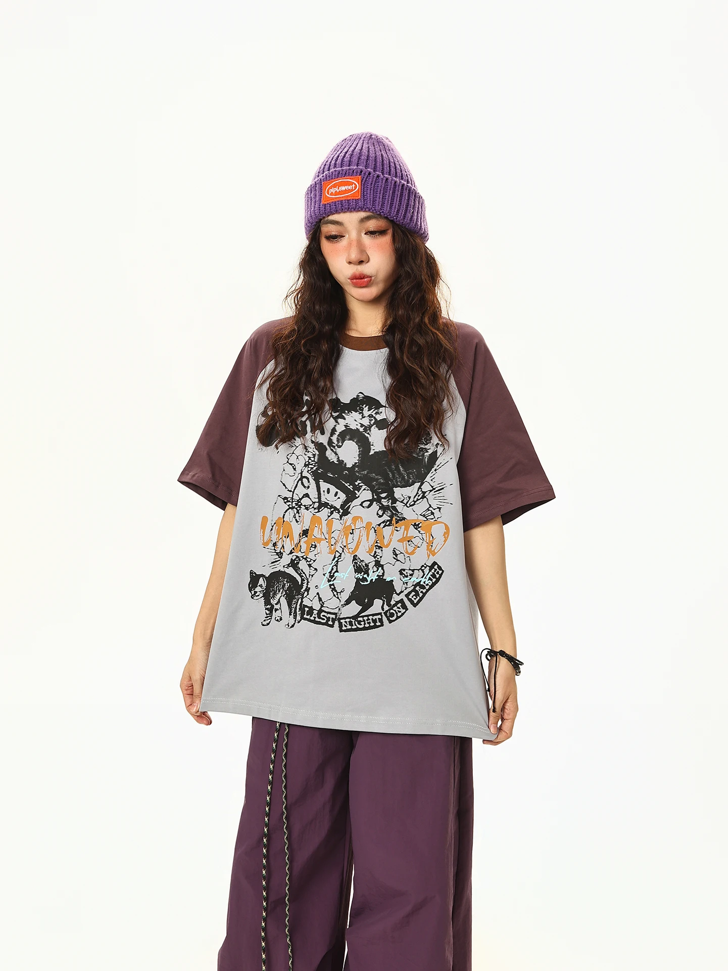 

Женская футболка Boeax в американском ретро-стиле с буквенным принтом, цветными блоками, круглым вырезом и коротким рукавом, свободного кроя, летний тренд, повседневный топ