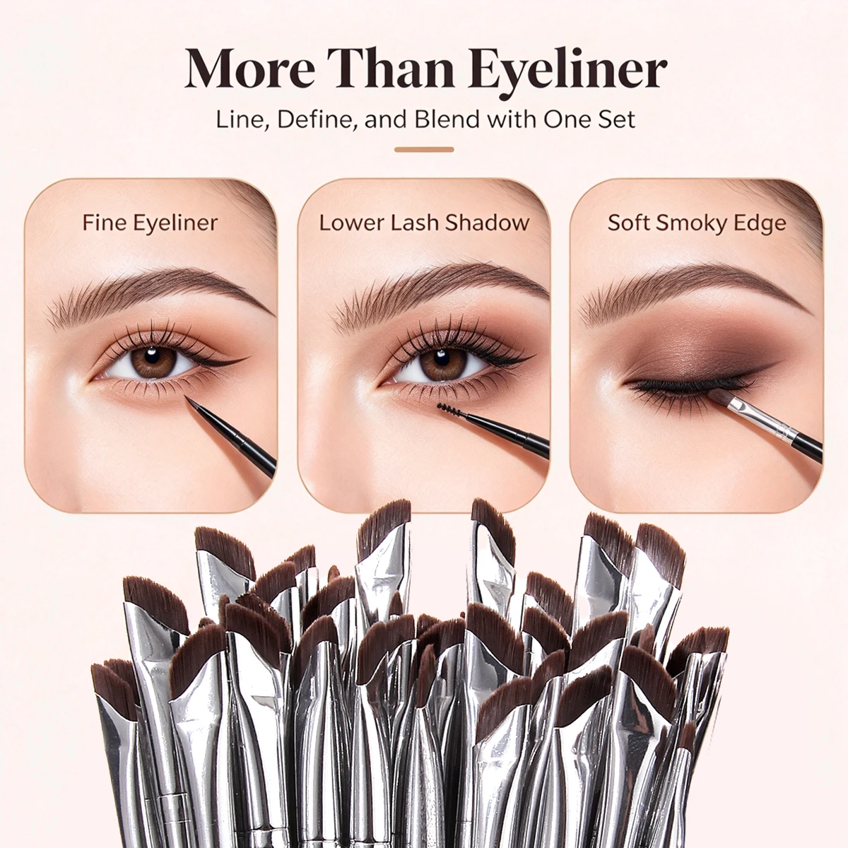 The Upgrade Blade Eyeliner Brush 25/12/5/3Pcs Ultra Thin Fine Angle Flat Eyebrow Brush Under The Eyes Place Precise Detail Brush