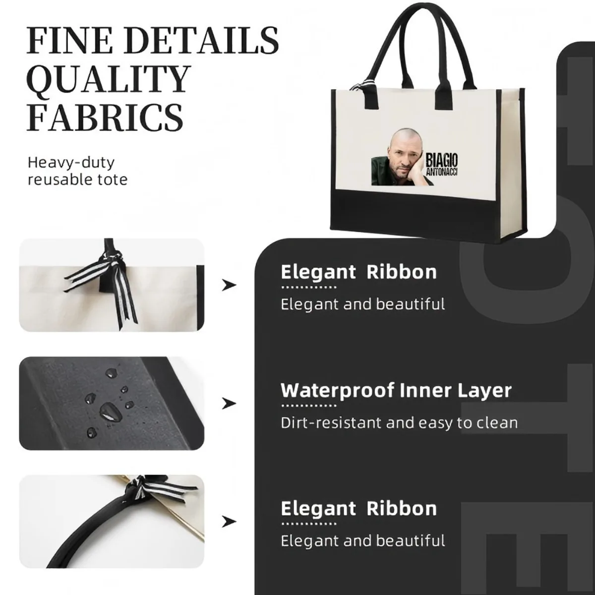 Biagio Antonacci 2026 وصول جديد موضة عملية واسعة قابلة لإعادة الاستخدام حمل حقيبة نمط طباعة 2 لهجة الثقيلة الكتف الكبير با #5