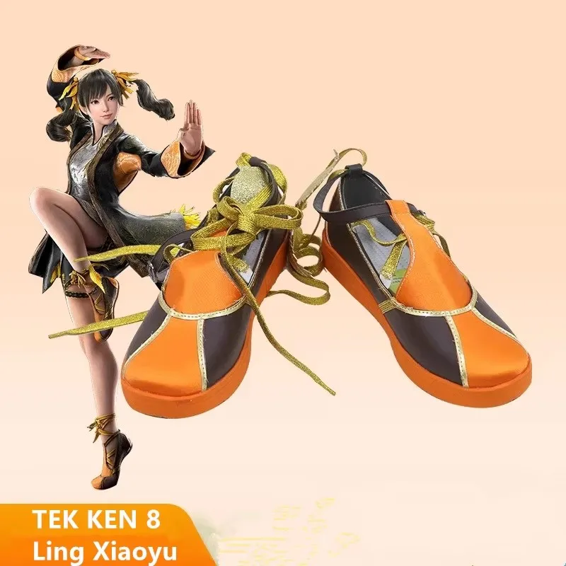 

Ling Xiaoyu TEK KEN 8 Cosplay Costume Shoes Orange Handmade Shoes