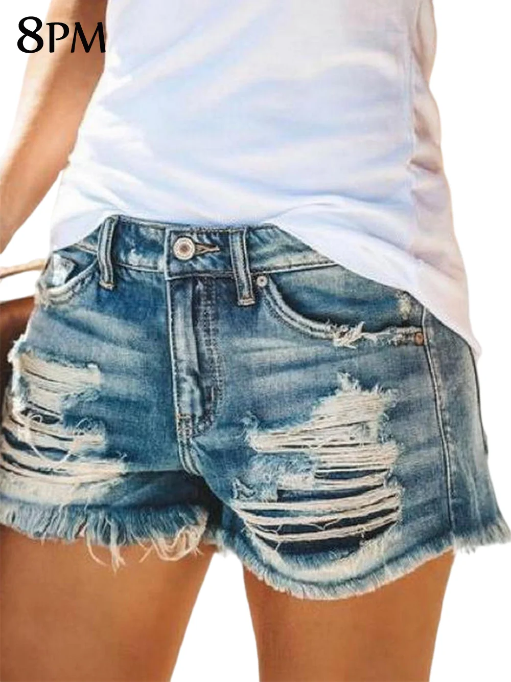 

Ripped Denim Shorts For Women Casual Sexy Y2K Raw Hem High Waisted Distressed Short Jeans