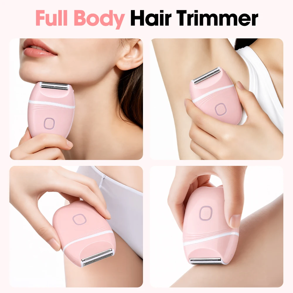 Elektrischer Damenrasierer, wiederaufladbar, schmerzfreier Epilierer, Körperhaarentferner, wasserdicht, für Intimbereich, Achseln, Bikini-Trimmer, Rasierer – Detail 4