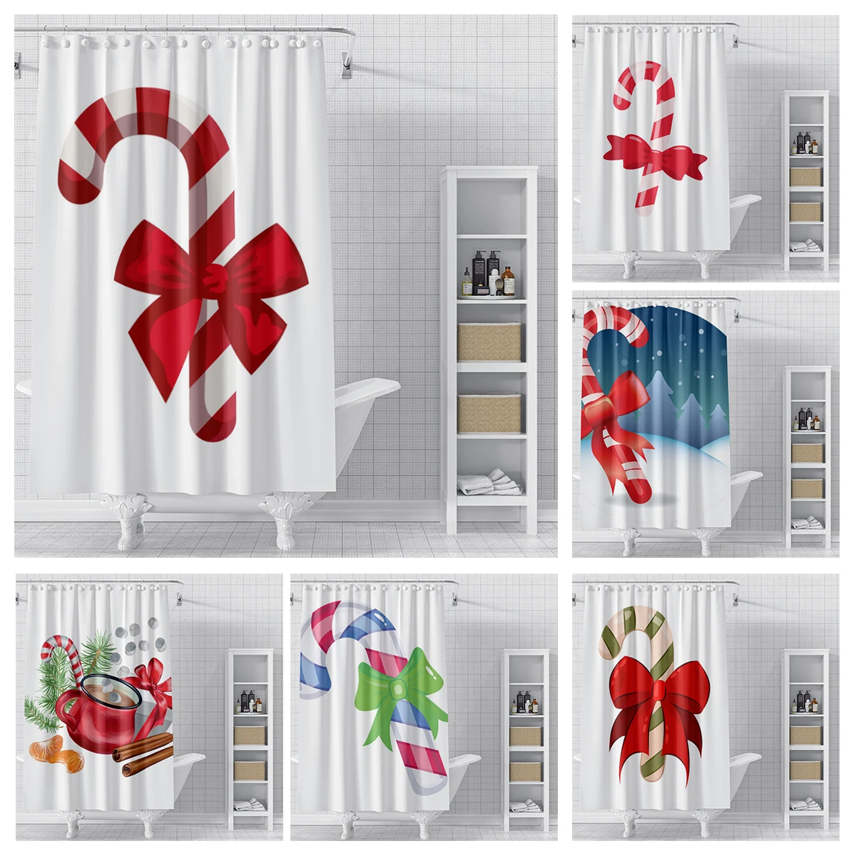 Home decoration shower curtains for bathroom waterproof curtain fabric Modern Nordic style Living Room Merry Christmas winter