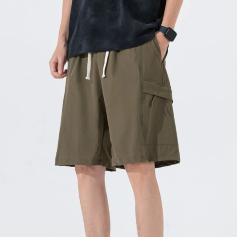 Men's Summer Thin Ice Silk Shorts Business Workwear Sporty Loose Fit Micro Stretch Nylon Quick Dry Breathable Comfortable Shorts