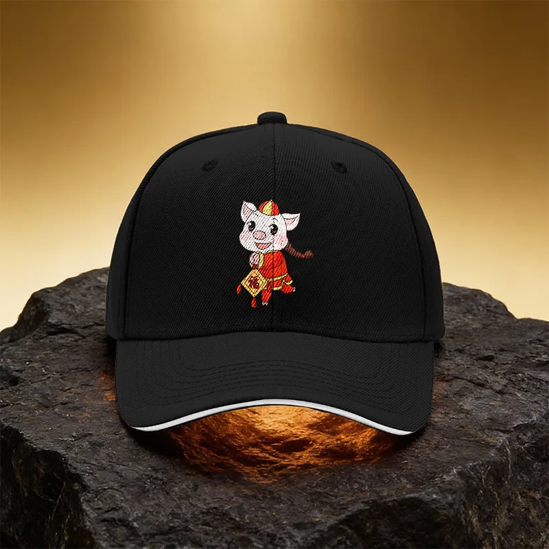 Unisex Printed Baseball Cap with Red Clothes, Lucky Character 