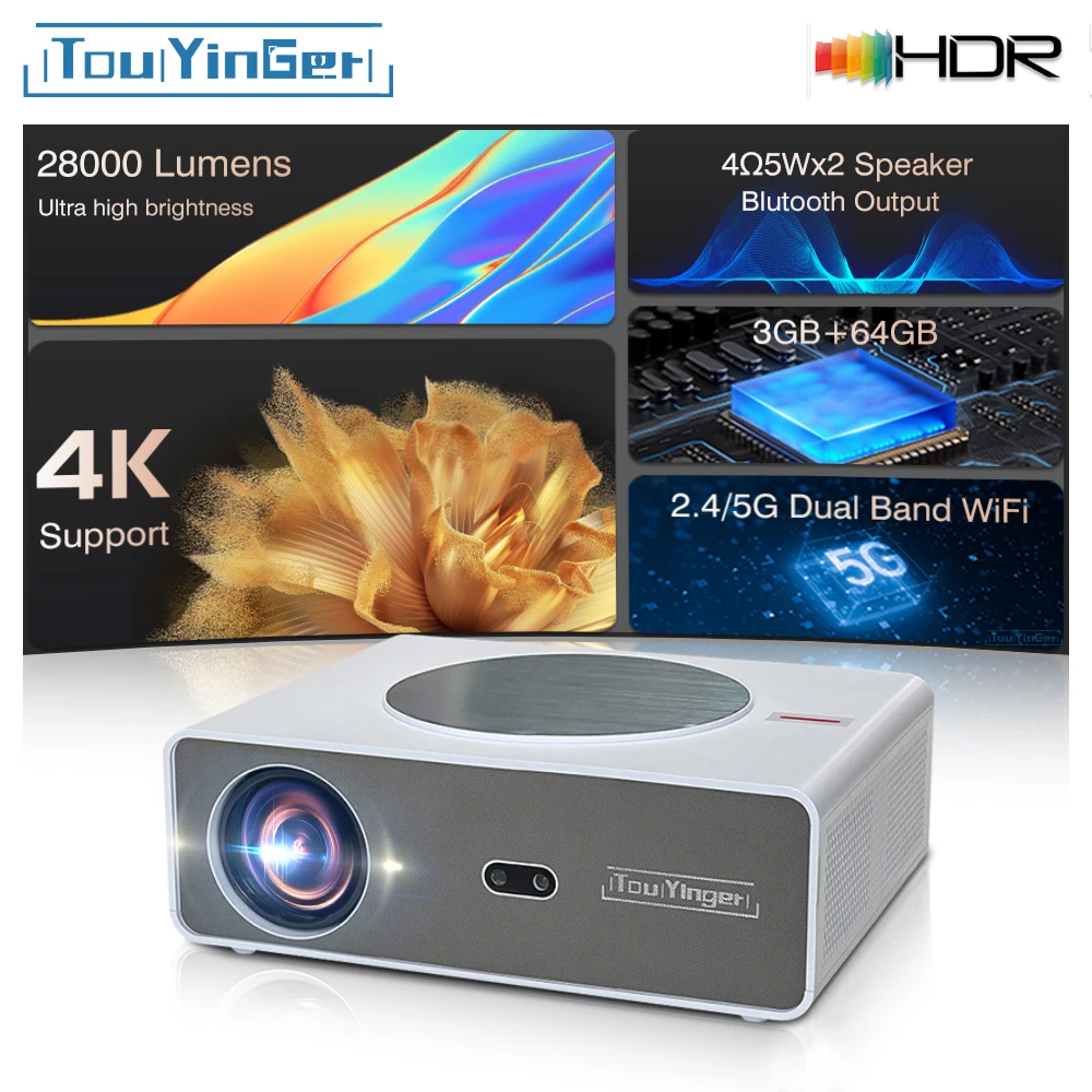Q11 28000 Lumens 1080P 4K Proyector Smart Android Beamer Home Theater Movie Video Projector