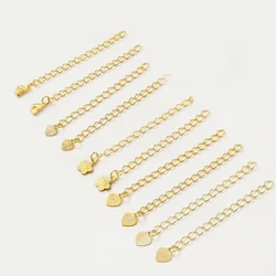 5pcs/lot 6cm 14K 18K Gold Plated Necklace Tail End Chain With Pendant extension Bracelet Chain For DIY Jewelry Craft Accessories