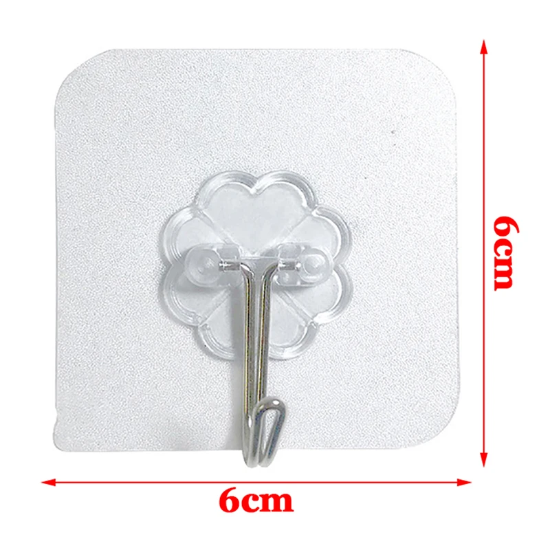 10PCS Transparent Stainless Steel Strong Self Adhesive Hooks Key Storage Hanger for Kitchen Bathroom Door Wall Multi-Function