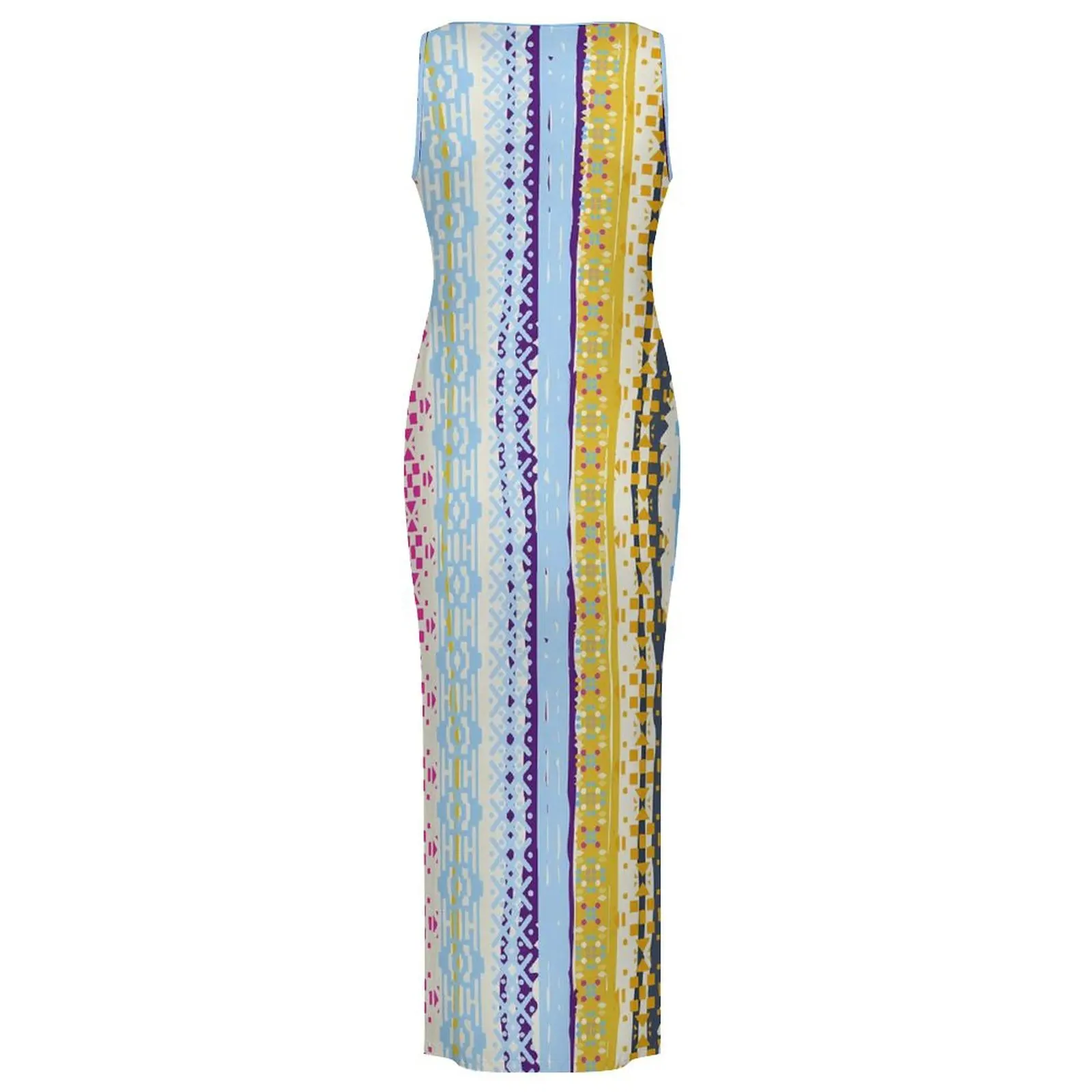 Boho Style Tribal Dress Sleeveless Abstract Ethnic Cute Maxi Dresses Spring Street Style Graphic Bodycon Dress Large Size 4XL