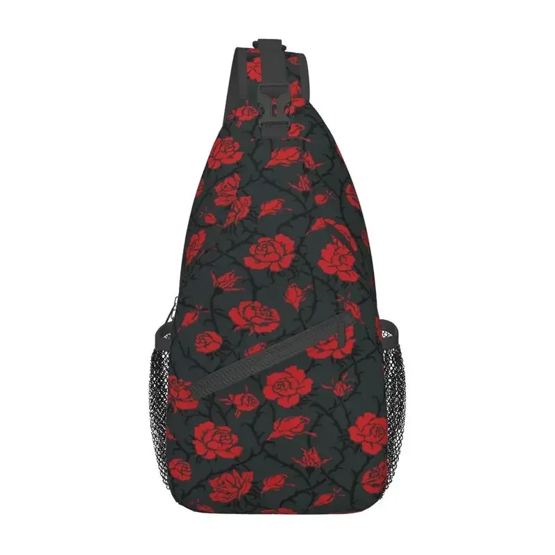 Cool Rose Swirls Ivy Plants Sling Crossbody Backpack Men Dark Mysterious Forest Pattern Shoulder Chest Bags for Travel Cycling