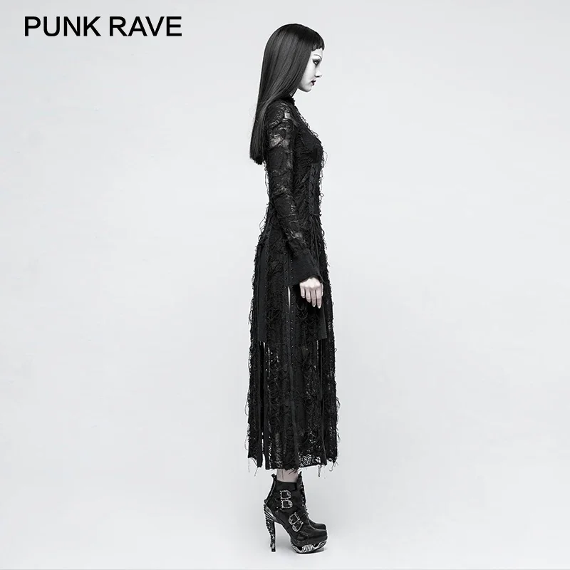 Imagem -02 - Punk Rave Novo Gótico Retro Renda Corda Vestido Feminino Steampunk Manga Longa Vestidos Sexy Rock Festa Clube Senhora Bandagem Roupas