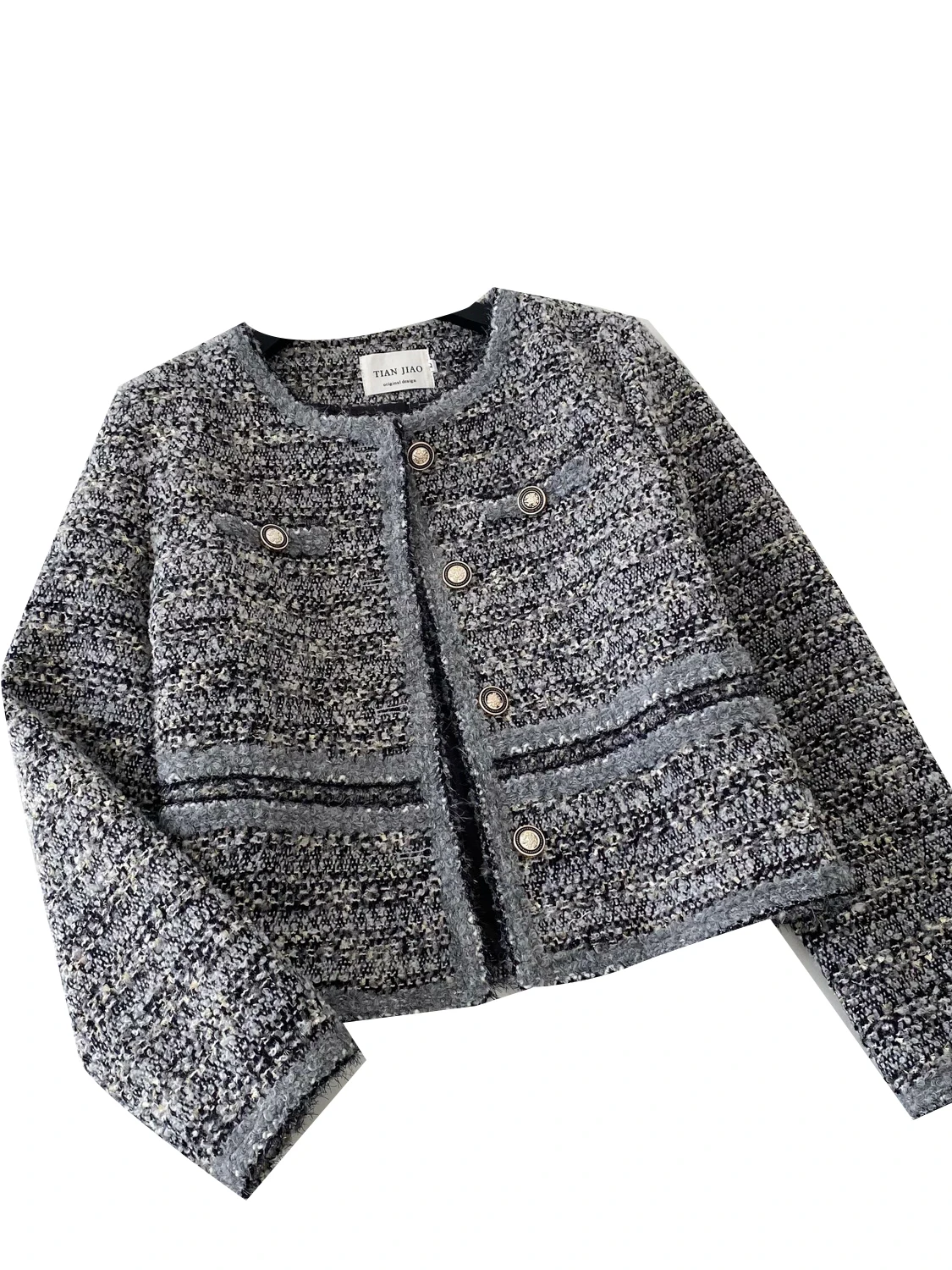 معطف نسائي من Faionable ort Jaet لخريف وشتاء 2025 من التويد مستدير Ne بأزرار حتى فرنسي Sle فضفاض مناسب طويل Sve