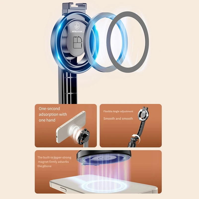 스마트폰용 마그네틱 셀카봉 삼각대, 리모컨 포함, 내구성 있는 휴대폰 스탠드, 아이폰 14, 13, 12 프로 맥스