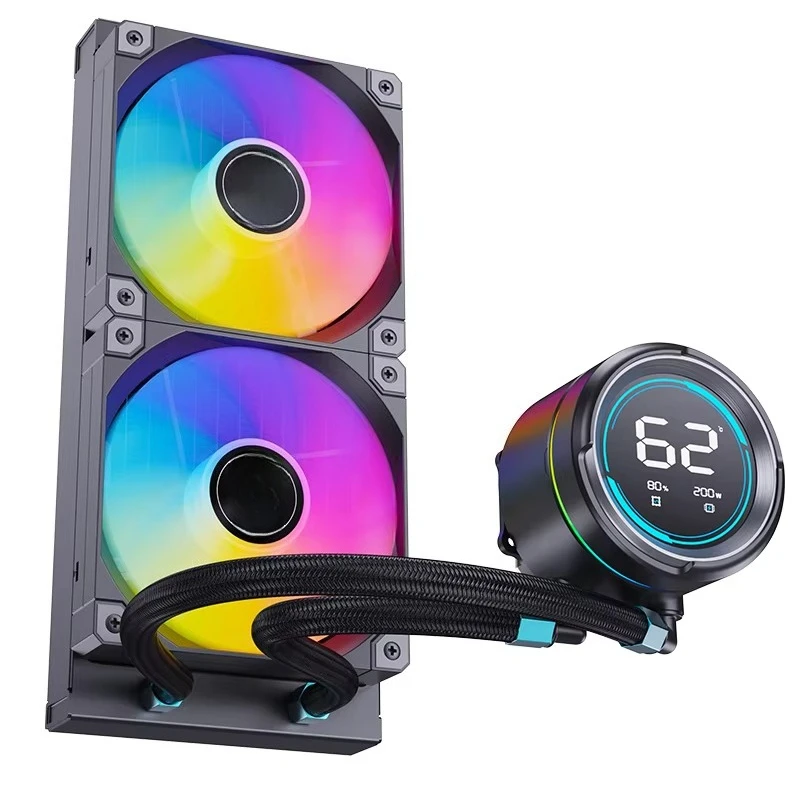 High quality 240mm Aio cooler, digital display water pump head ARGB fan, liquid bearing 15-35dBA