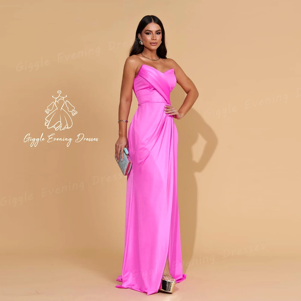 Giggle Strapless Arabia Sleeveless Pleat Floor-Length elegant gust wedding evening Gown Satin Women\'s luxury Party dresses 2024