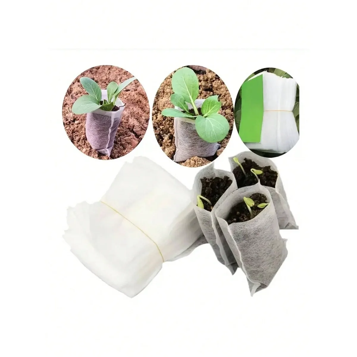 100-piece Set, Non-woven Planting Bags – 100% Breathable Fabric Seedling Trays and Gardening Planting Supplies
