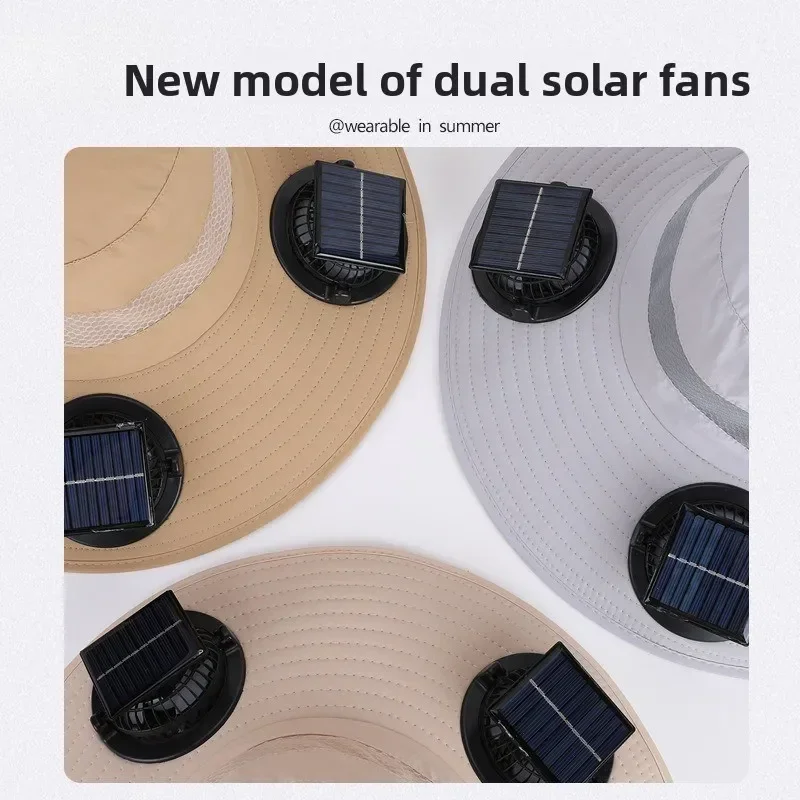 Mens Quick Dry Bucket Hat Large Size Sun Hat with Solar Powered Fan USB Rechargeable for Outdoor Hiking Camping Fishing Activity view 3
