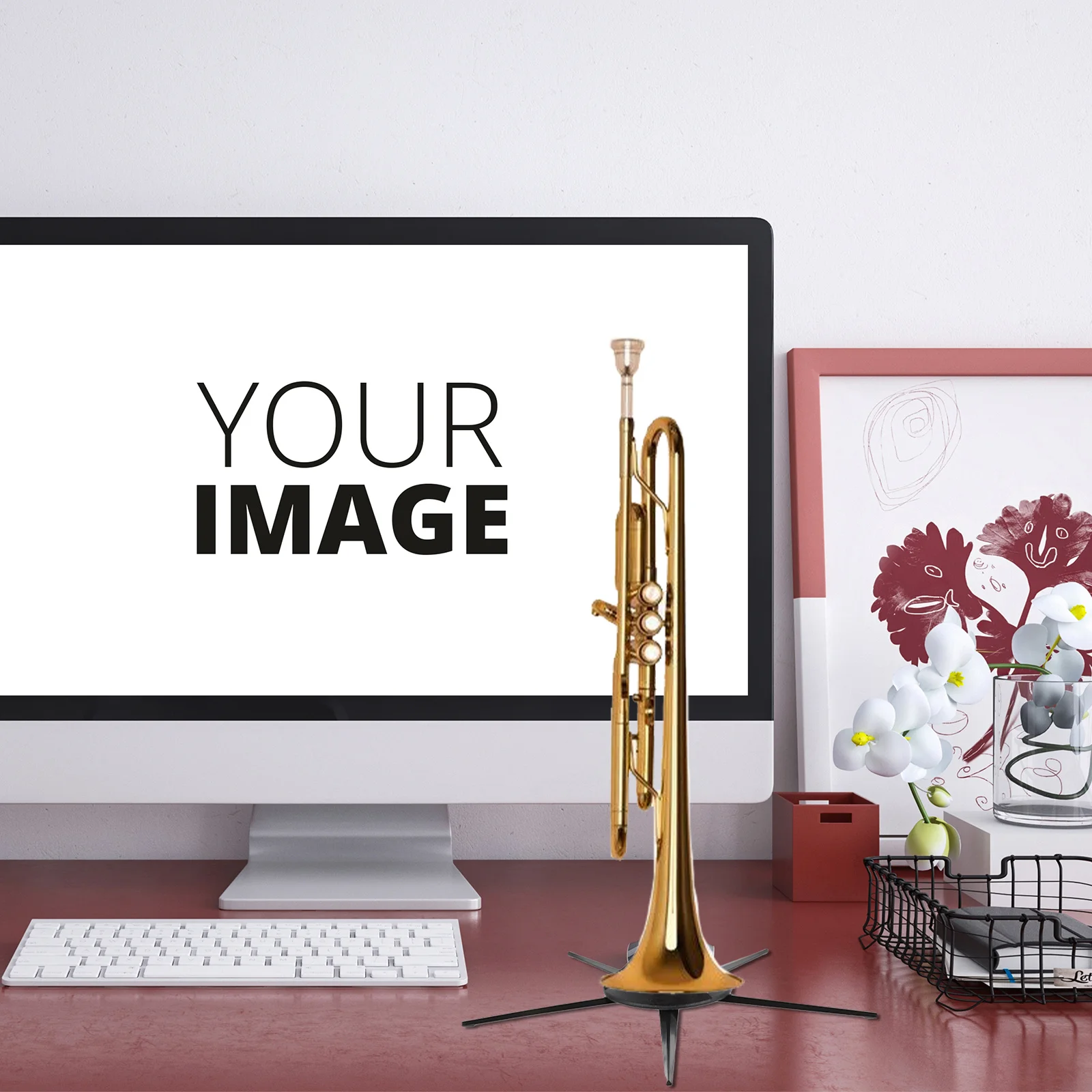 

Trumpet Stand Foldable Five Leg Metal Bracket Holder Durable ABS Zinc Alloy Practical Musician Gift Trumpet Holder