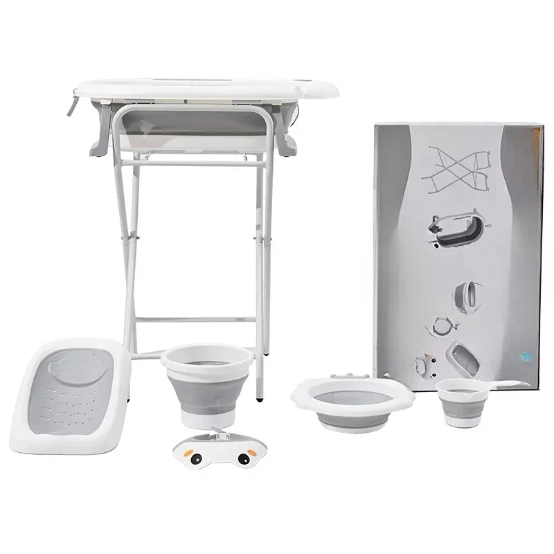 

Newborn and infant bath care set with drying rack and ivory plate gift box, excluding curved table rack for drying clothes