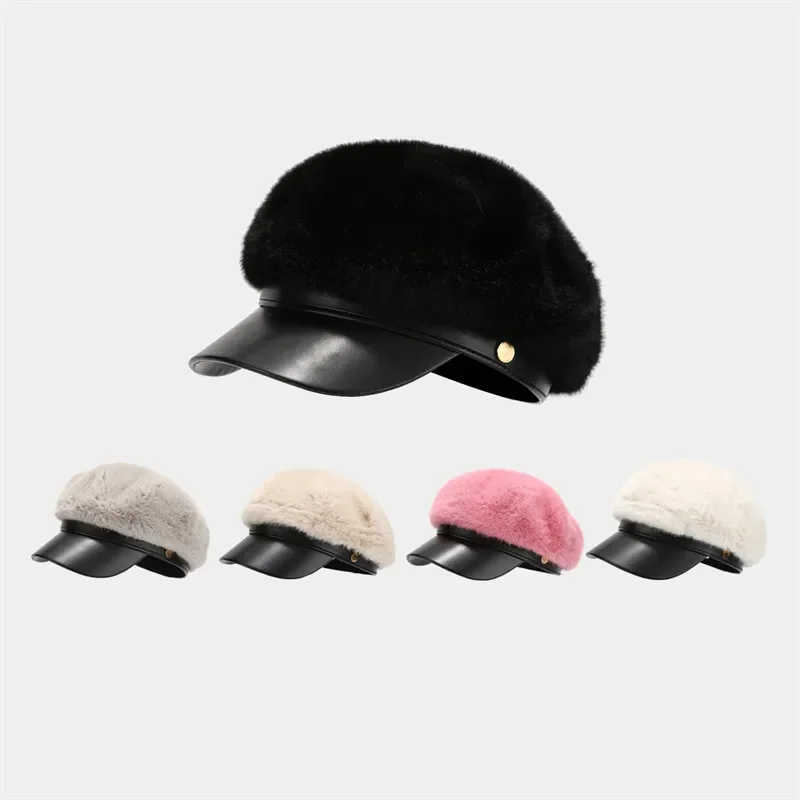 Otoño e Invierno poliéster sólido mantener caliente boina gorra octogonal sombrero de pintor para niña y mujer 137