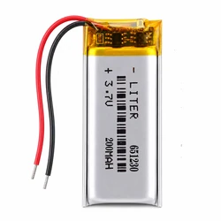 Polymer-Lithium-Batterie 651230 3,7 V 200 mAh kann individuell angepasst werden Großhandel CE FCC ROHS MSDS Qualitätszertifizierung