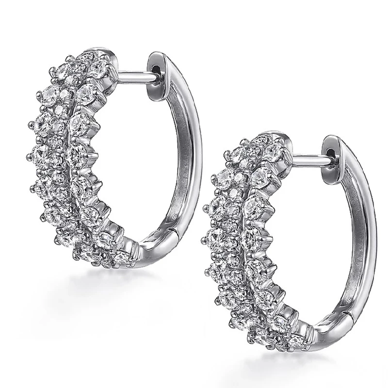Huitan 2023 Trend Damen-Creolen mit Kristall-Zirkonia, modische Damen-Ohr-Accessoires, Hochzeit, Party, Statement-Schmuck